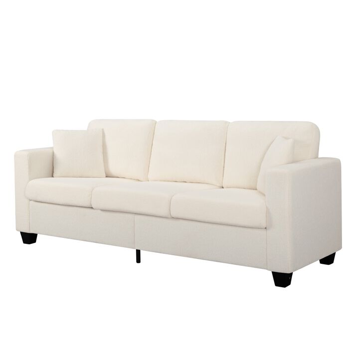 86.6 in. W Square Arm Teddy Velvet Modern Straight Sofa