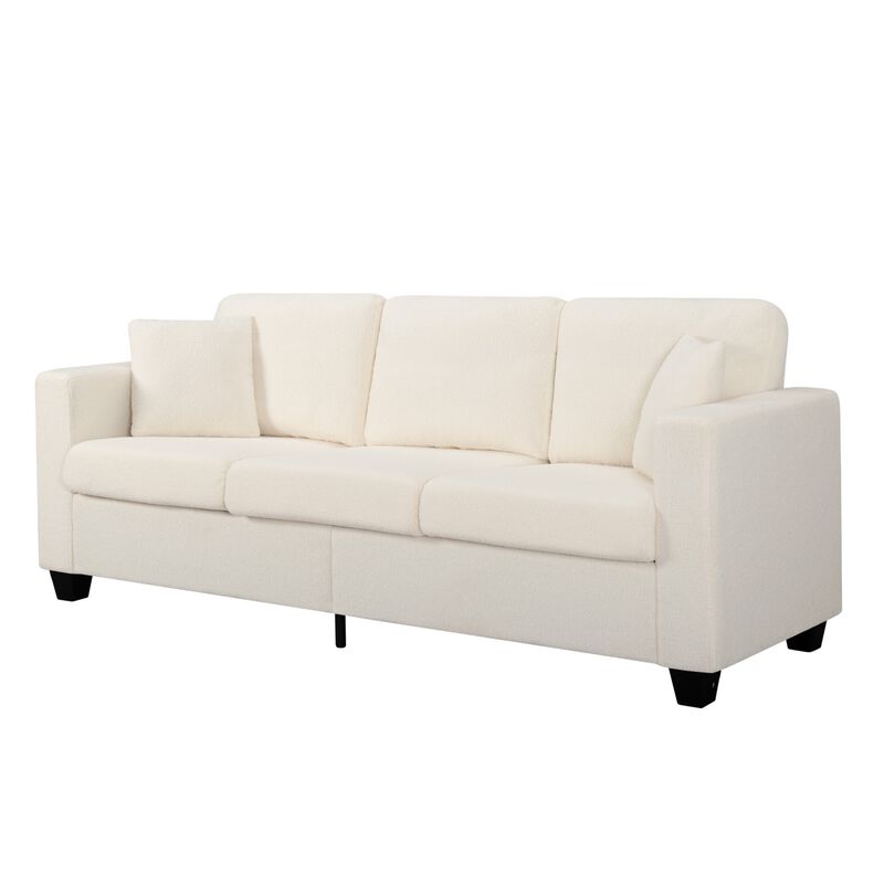 86.6 in. W Square Arm Teddy Velvet Modern Straight Sofa