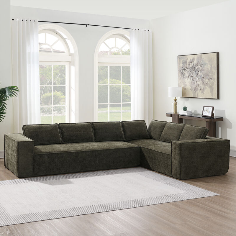 Merax Modern L-Shaped Cloud Sofa Set for Living Room