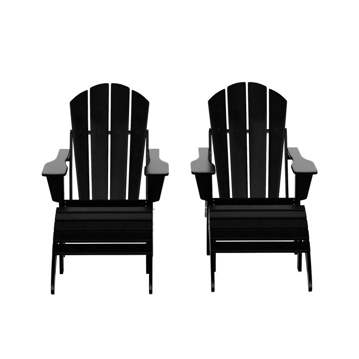 WestinTrends 4-Piece Folding Adirondack Chair With Footrest Ottoman Set