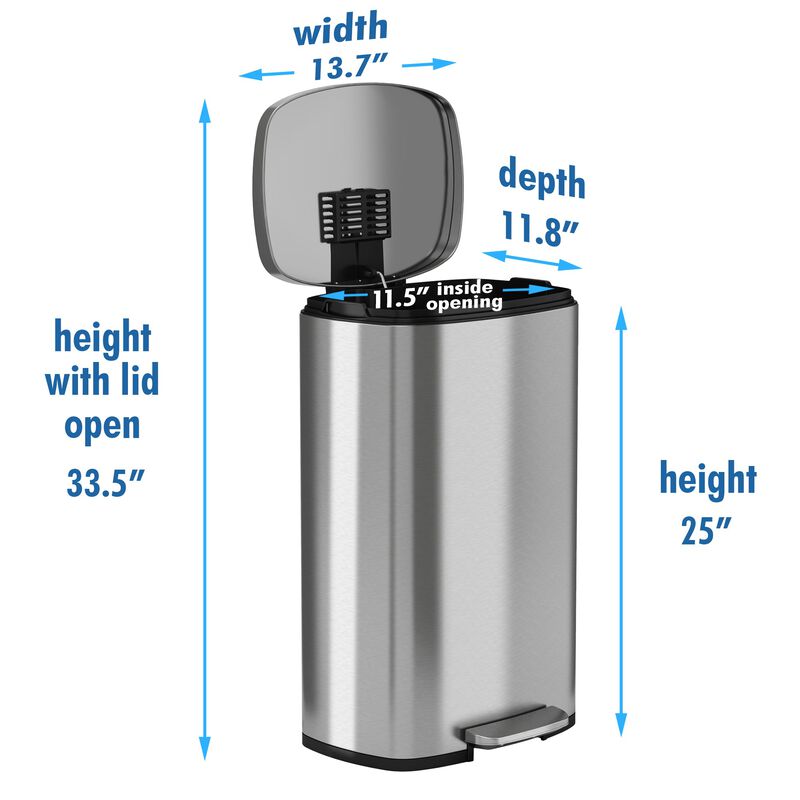 iTouchless 8 Gallon / 30 Liter SoftStep Step Pedal Trash Can