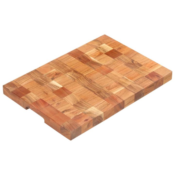 vidaXL Solid Acacia Wood Chopping Board - Tropical Hardwood Cutting Block with Unique Grains - User-friendly Design and Generous Size for Everyday Kitchen Use - 19.7"x13.4"x1.5"