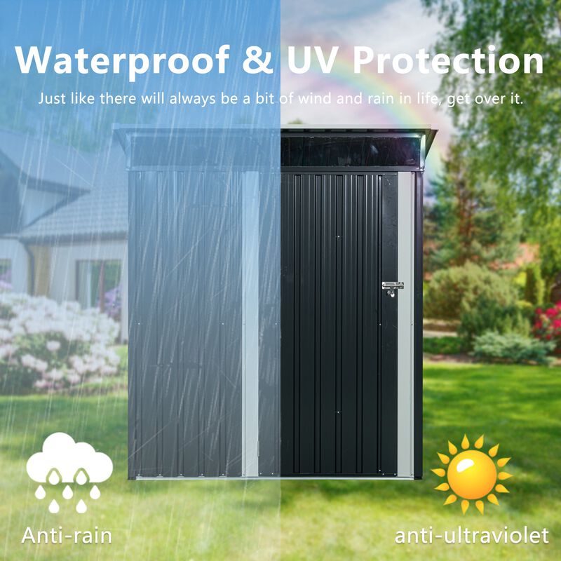 MONDAWE 5ft x 3ft Steep Slope Outdoor Metal Storage Shed With Transparent Plate and Hinged door