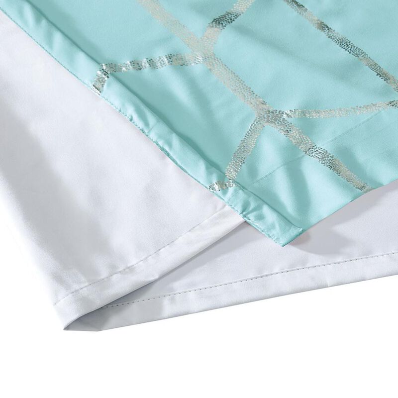 Belen Kox Aqua/Silver Metallic Total Blackout Curtain Panel, Belen Kox