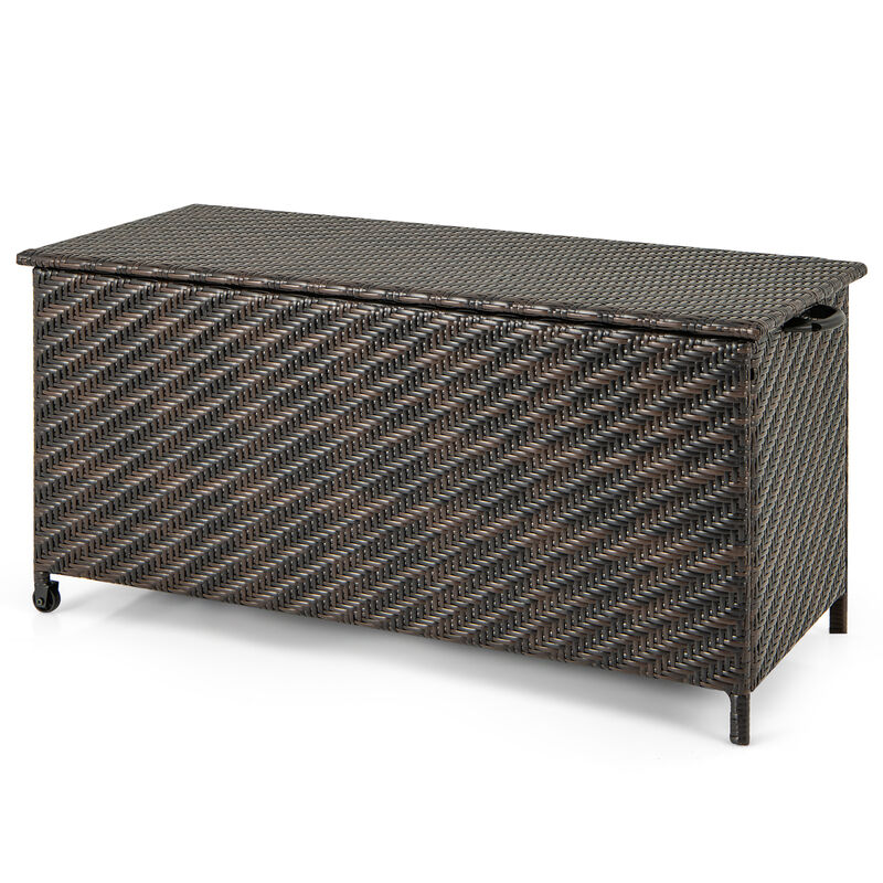 85 Gallon Outdoor Storage Box with Removable Liner and Universal Wheels for Easy Transport