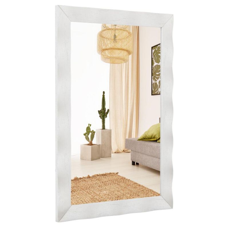 Hivvago 41.5 x 28 inches Farmhouse Wall Mirror with Solid Wood Frame