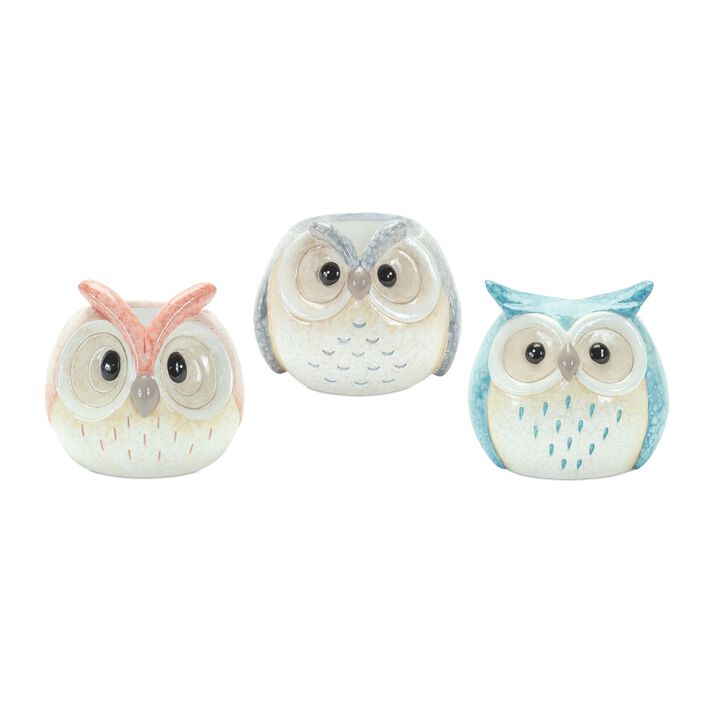 Set of 3 Decorative Owl Statues for Garden, Yard, and Outdoor Décor