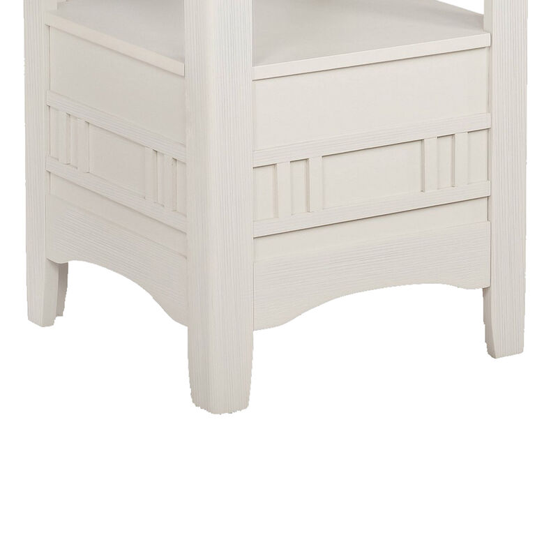 Counter Height Table with Leaf Extension, White and Gray-Benzara