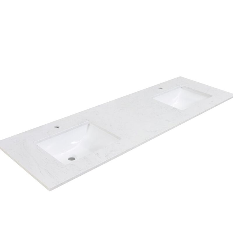 Altair 72 in. Composite Stone Vanity Top in Aosta White with White Sink