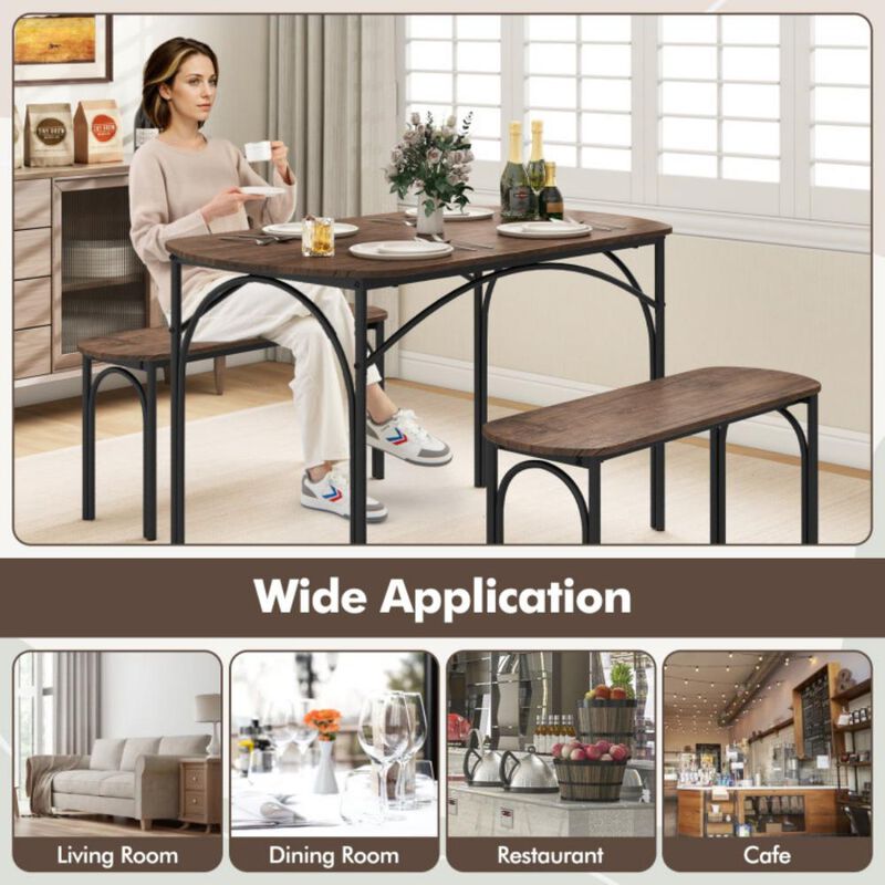 3-Piece Dining Table Set for 4 with Metal Frame