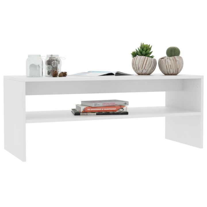 Exquisite Scandinavian Coffee Table with Shelf | High-Quality Chipboard | Stylish Organization | Easy to Clean | Hassle-Free Assembly | 39.4x15.7x15.7 | White