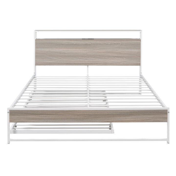 Merax Metal Platform Bed Frame with Trundle