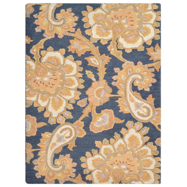 RUGSOTIC CARPETS HAND TUFTED WOOL ECO-FRIENDLY AREA RUGS  - 9'x12', Rectangle Shape, Charcoal, Floral Modern Design, High Pile  Handmade Anti Skid Area Rugs for Living Room, Bed Room (K00151)