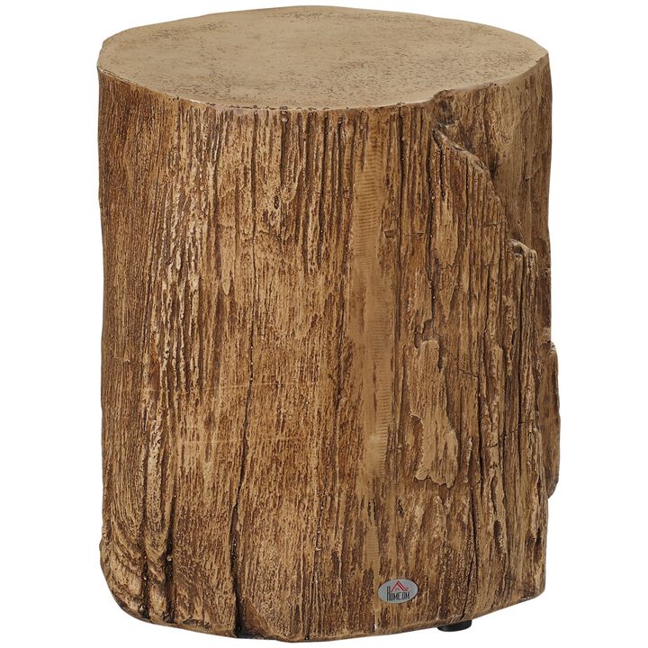Natural Accent Table: Tree Stump Stool with Wood Grain Finish