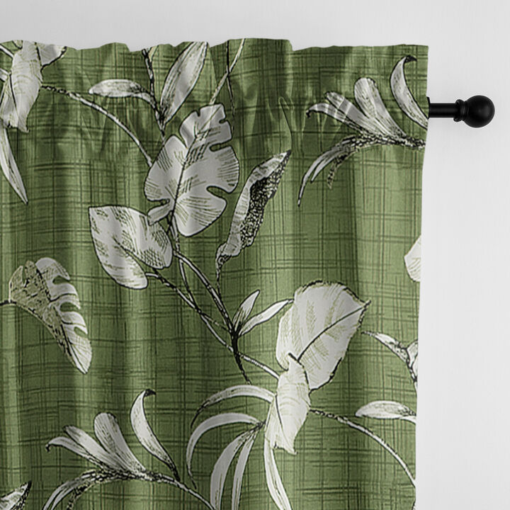 6ix Tailors Fine Linens Tropez Green Pole Top Drapery Panel Pair