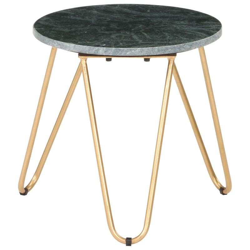 vidaXL Coffee Table Green 15.7"x15.7"x15.7" Real Stone with Marble Texture