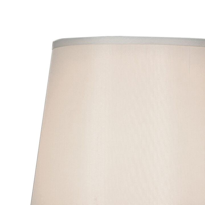 28 Inch Table Lamp, LED Tripod Base, Acrylic and Sand Chrome Finished Metal-Benzara