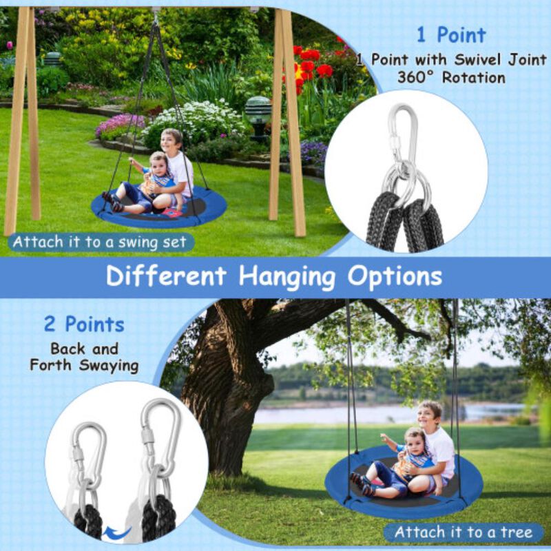 Hivvago 40 Inches Saucer Tree Swing with Adjustable Hanging Ropes and 900D Oxford Fabric