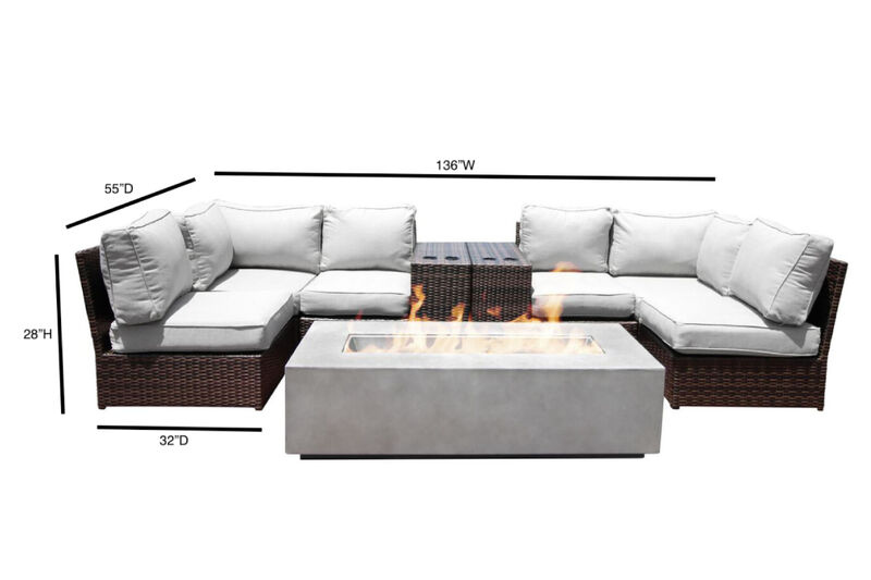 Living Source International 9-Piece Sectional Set with Cushions - Espresso