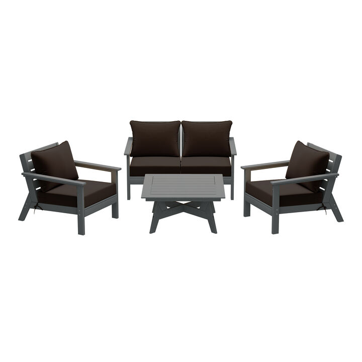 WestinTrends Outdoor 5-Piece Modular Sectional Patio Furniture Sofa Set