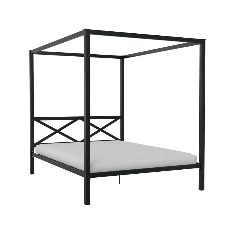 Atwater Living Zasha Queen Metal Canopy Bed, Black