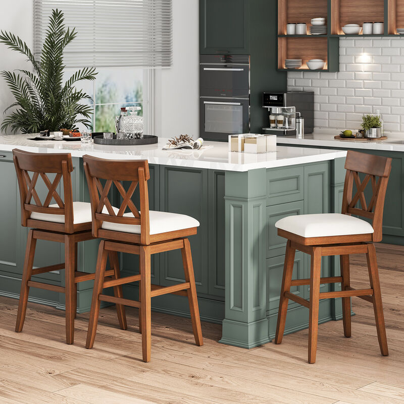 Bar Stool with Contoured Backrest and Swivel Padded Seat