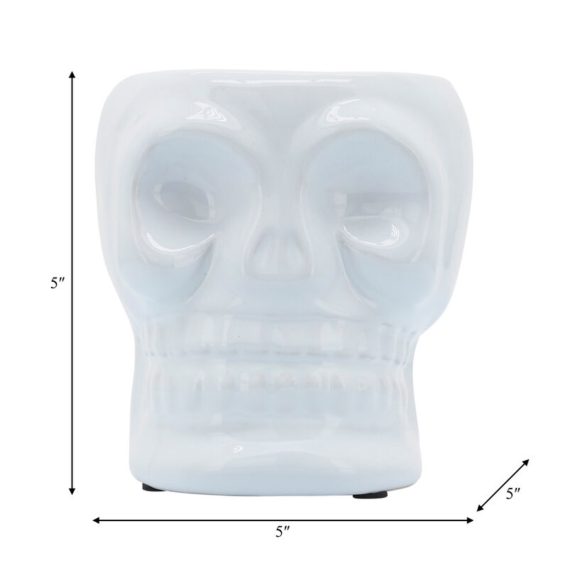 5" Skull Vase, White