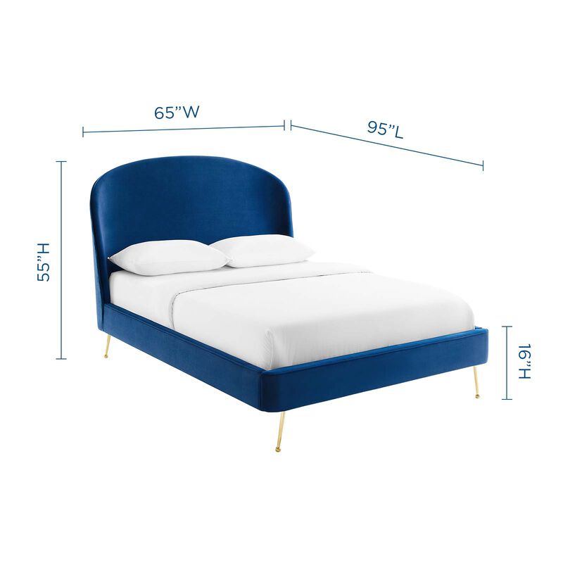 Modway - Mira Upholstered Performance Velvet Queen Platform Bed Navy
