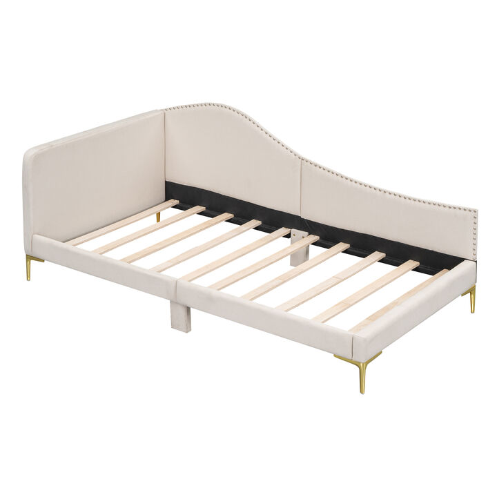Merax Upholstered Daybed with Headboard and Armrest