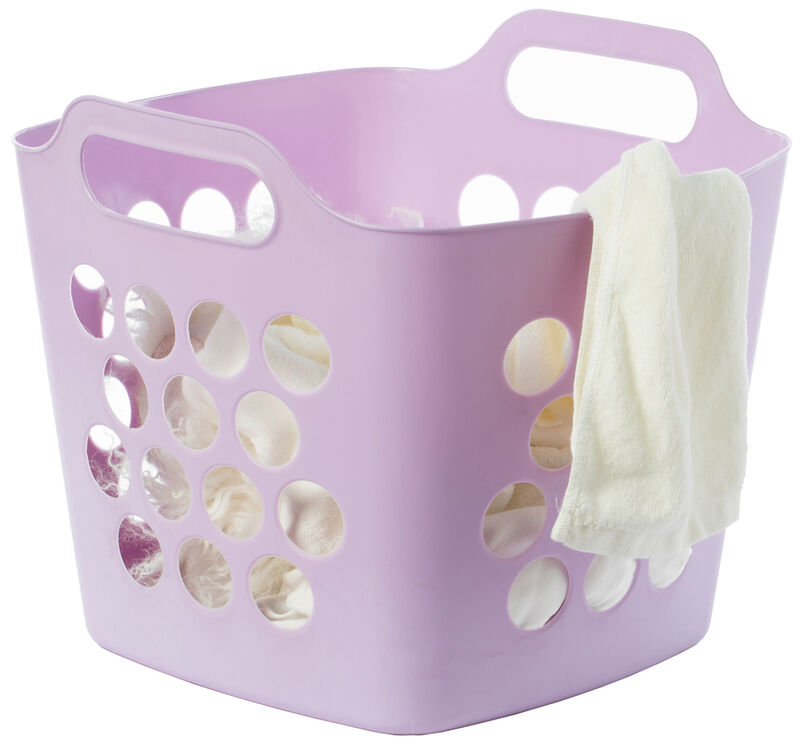 Flexible Plastic Carry Laundry Basket Holder Square Storage Hamper with Side Handles, Purple