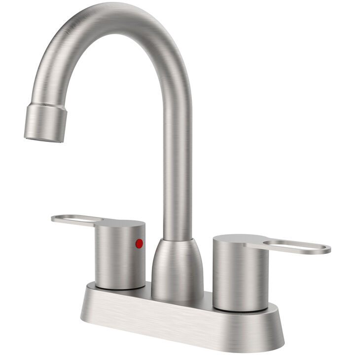 Brushed Nickel 2-Handle Bathroom Sink Faucet Centerset for 3-Hole Mount