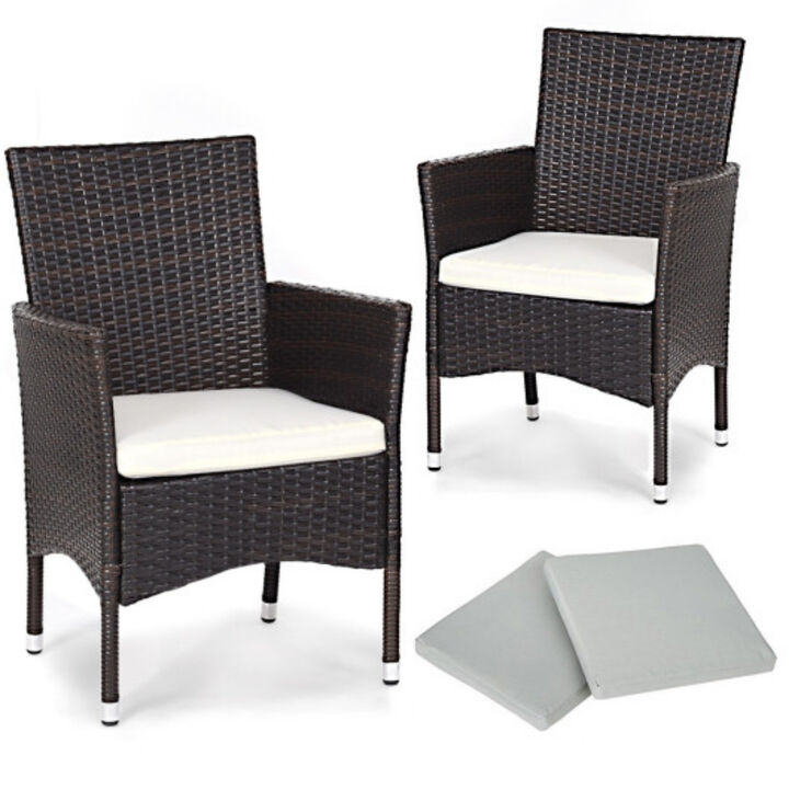 2 pcs Dining Chairs Set with 2 Cushion Covers