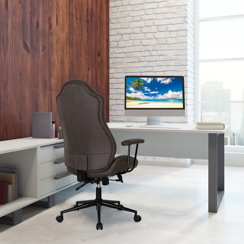Costway High Back Ex ecutive Office Chair Adjustable Reclining Task Chair Armrest