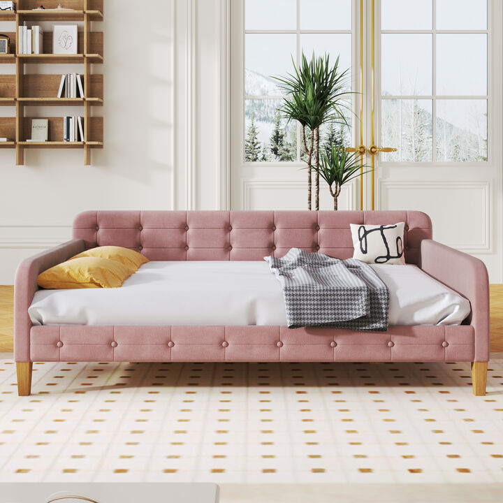 Merax Modern Upholstered Daybed with 4 Support Legs