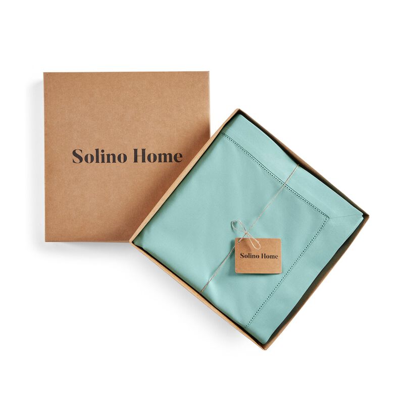 Solino Home Cotton Linen Hemstitch Tablecloth for Thanksgiving, Christmas