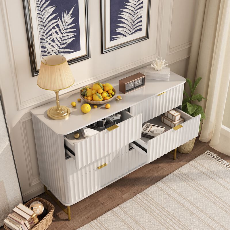6-Drawer Dresser Chest with Metal Base