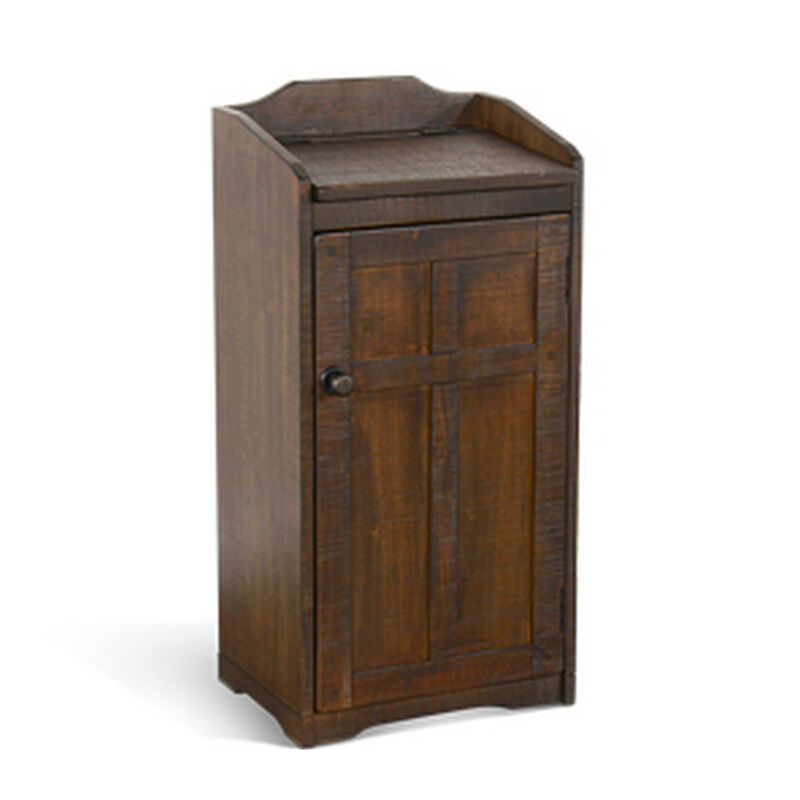 Homestead Trash Box, 34 Inch Tall, Rough Sawn Mahogany, Dark Brown - Benzara
