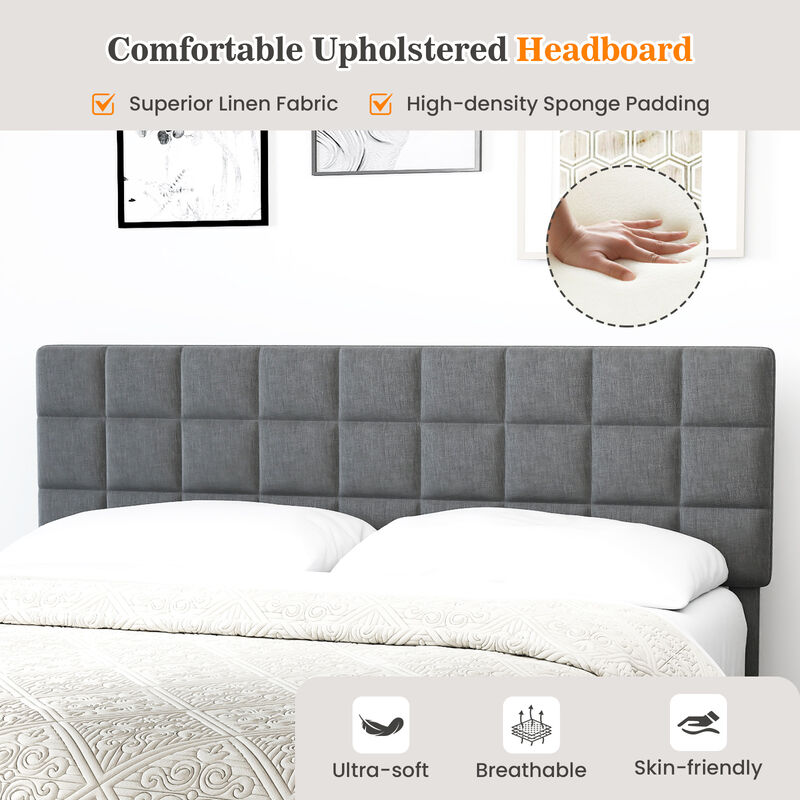 Modern Linen Bed Frame with Adjustable Headboard for Customizable Comfort and Stylish Bedroom Design