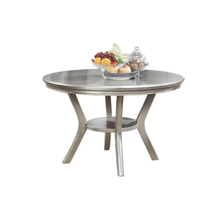 Amina Contemporary Round Dining Table, Champagne-Benzara