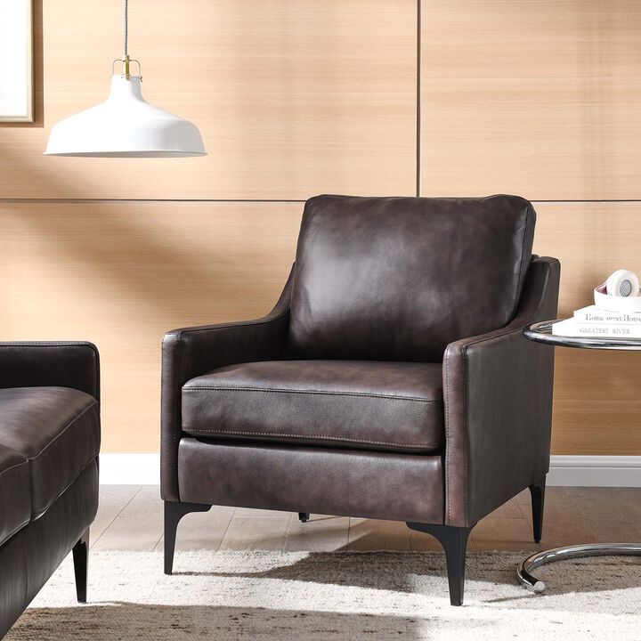 Corland Leather Armchair Brown