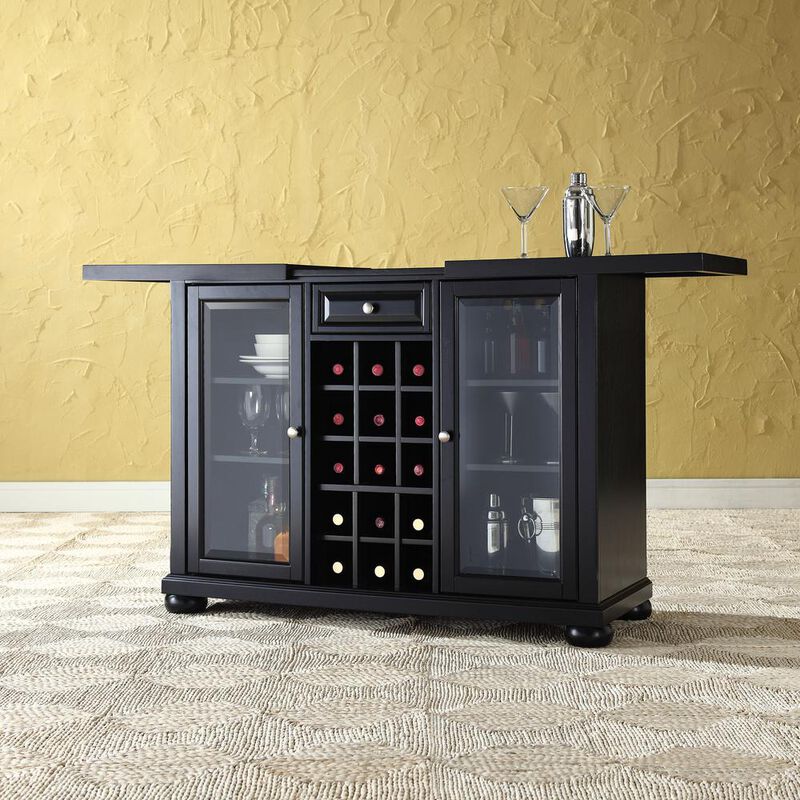 Crosley Furniture Alexandria Sliding Top Bar Cabinet Black