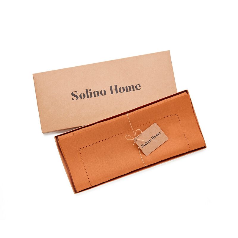 Solino Home 100% Pure Linen Table Runner | Classic Hemstitch for Thanksgiving, Christmas