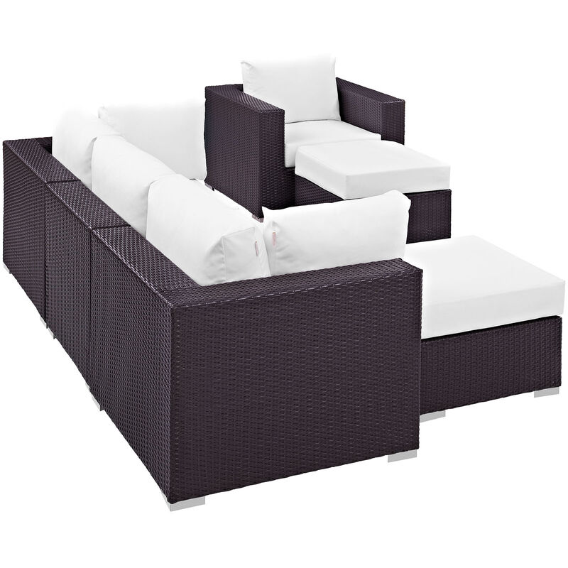 Convene 6 Piece Outdoor Patio Sectional Set - Espresso White