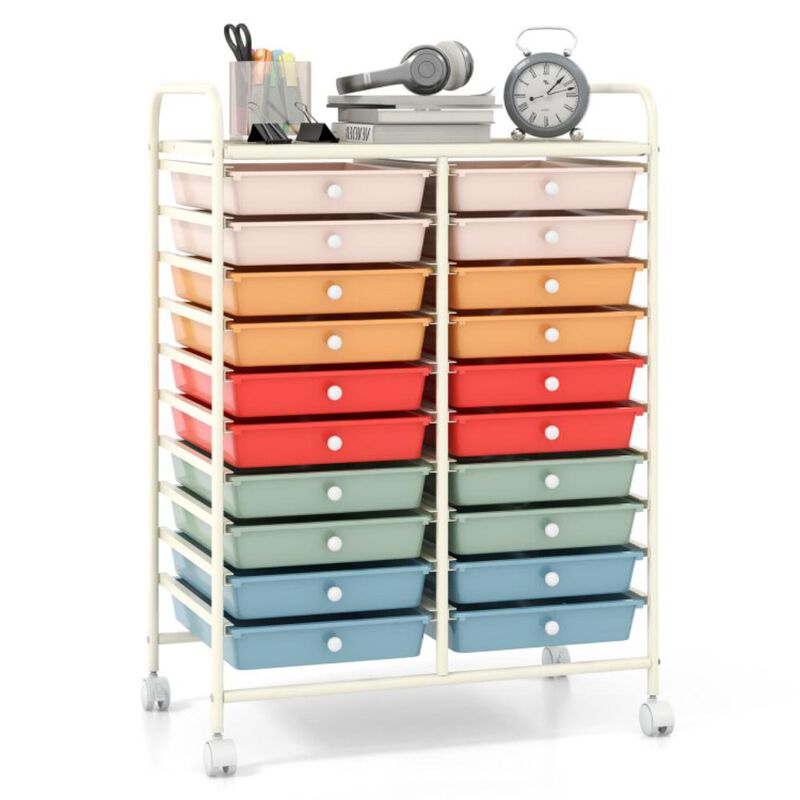 Hivvago 20 Drawers Rolling Storage Cart Studio Organizer