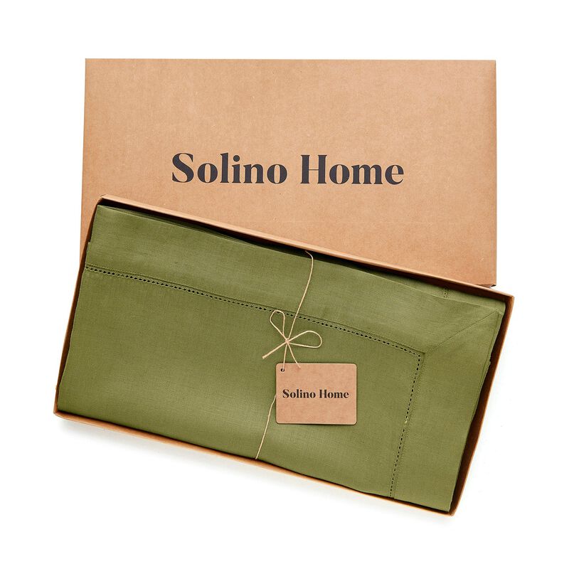 Solino Home 100% Pure Linen Tablecloth | Classic Hemstitch