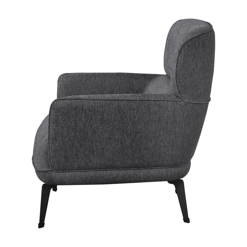 Dup 34 Inch Accent Chair, Cushioned Seat, Rounded Track Arms, Muted Gray - Benzara