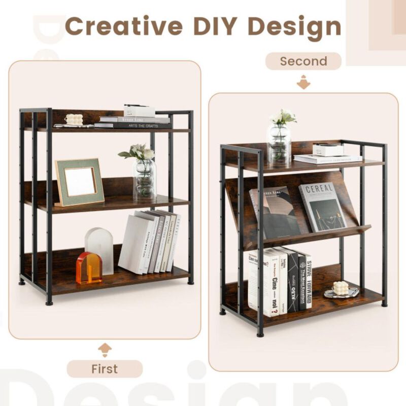 Hivvago 3/5-Tier Industrial Bookshelf Storage Shelf Display Rack with Adjustable Shelves