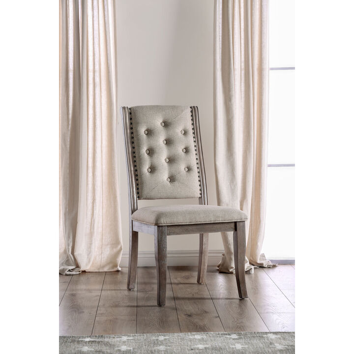 Rustic Natural Fabric Dining Chairs, Set of 2