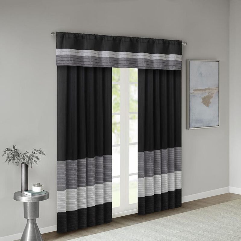 Belen Kox Black Pintuck Window Valance, Belen Kox