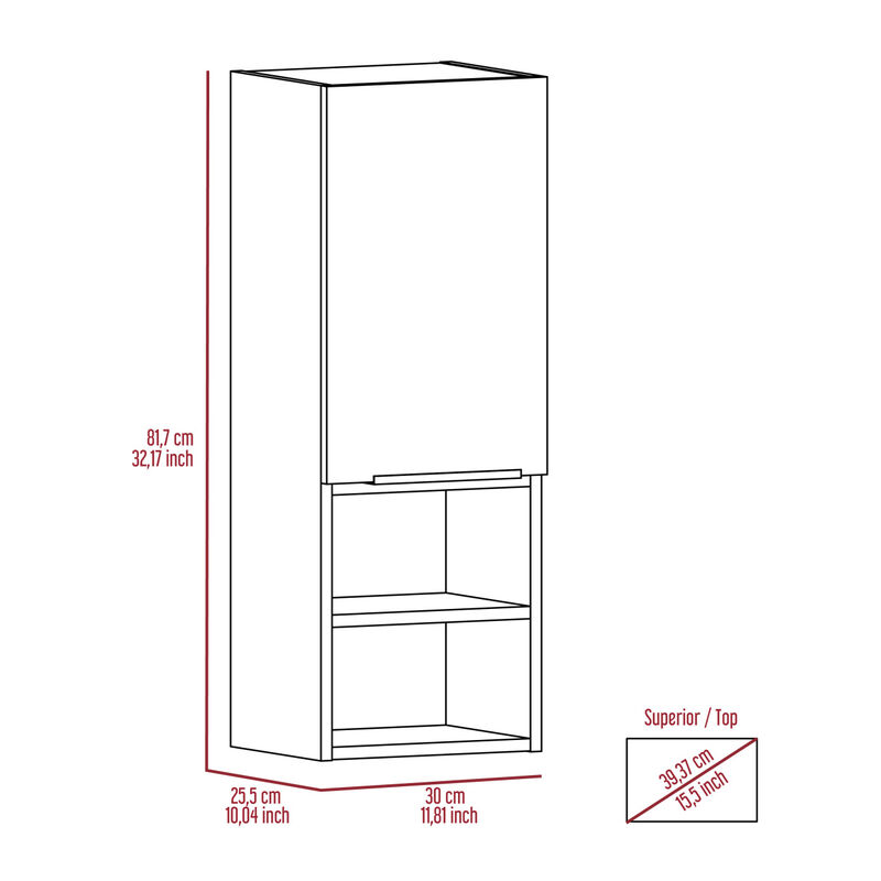 Kingston Rectangle 2-Shelf Medicine Cabinet Black Wengue